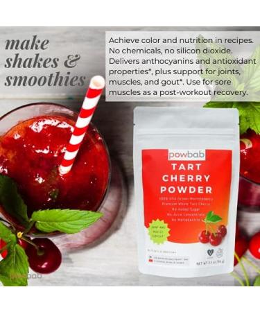 powbab Tart Cherry Powder - 100% USA Grown Montmorency Organic Tart Cherry Bits with Organic Melatonin (3.4 oz) - Buy Online on GoSupps.com