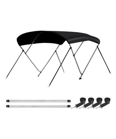 Leader Accessories 10 Colors 3 Bow 4 Bow Bimini Top Cover for Boat Includes 4 Straps 2 Rear Support Poles Mounting Hardwares Storage Boot with 1" Aluminum Frame Black 4 Bow 8'L x 54"H x 85"-90"W