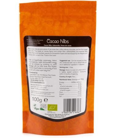 Superfoodies Raw Organic Criollo Cocoa/Cacao Nibs 100g - Sustainably Sourced from Peru, Non-GMO - Pack of 1 - Buy Online on GoSupps.com
