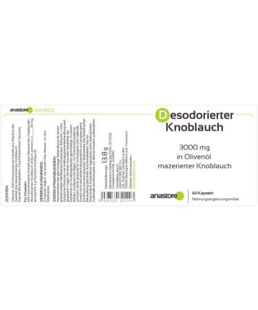 Deodorized garlic * 60 capsules * Concentrated extract 100:1 deodorized garlic (corresponding to 3g of fresh garlic) - Buy Online on GoSupps.com