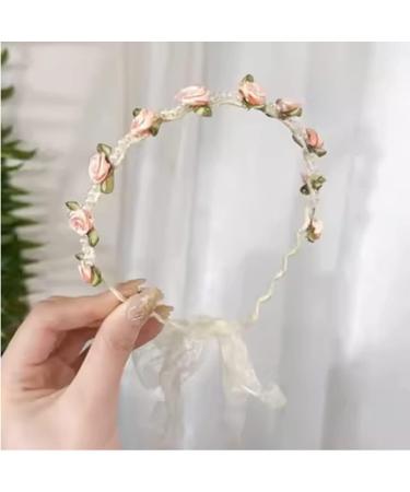 Headband Hair Accessories for Women Girls Fashion Flower Girl Headbandswith Tassels Hairband Flower Headwear with Pearl Beads Pink pearl&flower-pink - Buy Online on GoSupps.com
