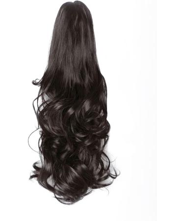 Luxiremi Ponytail Extension Clip in Hair Extensions 16" Long Wavy Natural Looking Claw Jaw Curly Synethtic Pony Tail Hairpieces Deep Brown - Buy Online on GoSupps.com