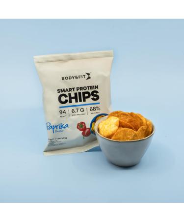 Buy Body & Fit Smart Protein Chips - 12 Bags Paprika | Healthy Protein Snack for Weight Loss - International Shipping Available - Buy Online on GoSupps.com