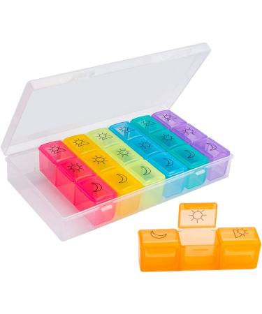 7 Day Weekly Pill Organizer 3 Times a Day - Non-BPA Food Grade Plastic - Lightweight & Travel Friendly - Ideal for Supplements, Vitamins & Medications - Buy Online on GoSupps.com