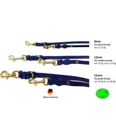 Adjustable Dog Liner - Brass Clips for Small & Large Dogs | Double Linen Leash 2.40m x 15mm - Navy Blue - Buy Online on GoSupps.com