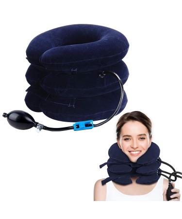 Tkmar's nude tendon inflatable break adjustable neck traction extensor neck shoulder for painful cervical spine head neck neck relaxation suitable for travel office blue
