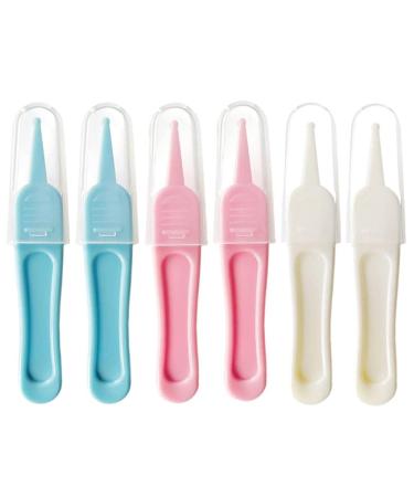 6 Pcs Baby Ear Nose Nasal Tweezers Safety Round Head Nose Clean Clip Nose Cleaning Tweezers Baby Nose Tweezers for Newborn Babies Ears Nose Clean Tool Safe