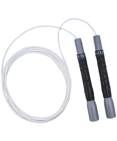 EliteSRS, Fit Plus Pro Freestyle PVC Jump Rope for Tricks - Unbreakable 8" Long Handles with Non-Slip Grip Tape - Premium Adult Jump Ropes for Fitness Silver/White
