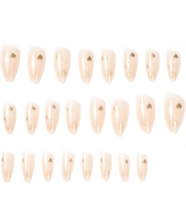 JUSTOTRY 24 Pcs Gold Heart Almond Short False Nails Gradient White French Press on Nails for Valentine's Day - Oval Medium Stick on Nails with Nail Glue for Women - Buy Online on GoSupps.com