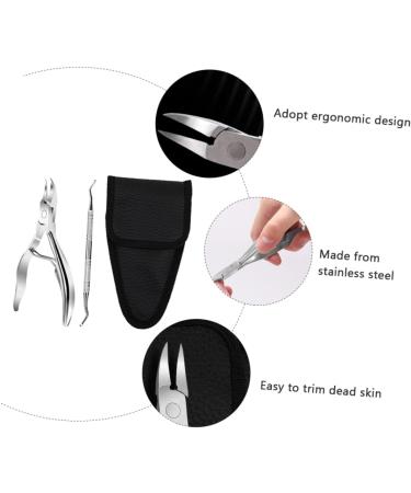1 Set Manicure 2-piece Set Ingrown Toe Nipper Cuticle Tool Cuticle Manicure Nipper Manicure Trimmer Ingrown Toe Clipper Cuticle Pusher Nail Pedicure Stainless Steel - Buy Online on GoSupps.com