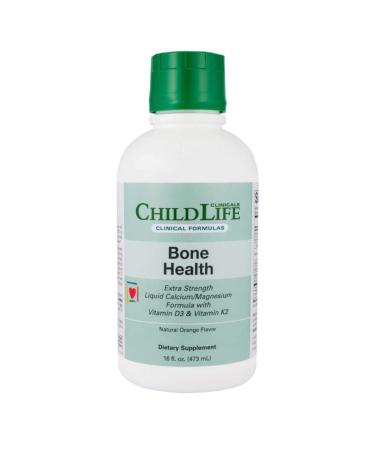 Childlife Clinicals Bone Health Liquid Calcium/Magnesium Formula with Vitamin D3 & Vitamin K2 Natural Orange 16 fl oz (473 ml)