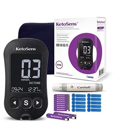 KetoSens Blood Ketone Monitoring Starter Kit: Ideal for Keto Diet with App. Includes 1 Meter, 10 Ketone Test Strips, 10 Lancets (30G), 1 Lancing Device & 1 Case Without Bluetooth