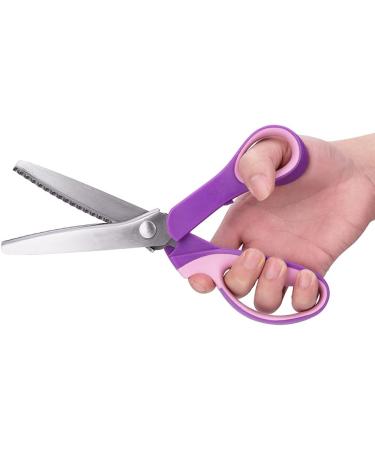 Pinking Shears Set (Pack of 2) by Potamish - Zig-zag Scissors for Fabric, Leather & Paper - Serrated & Scalloped Edges - Sewing Scissors PM-002-C Purple - Buy Online on GoSupps.com