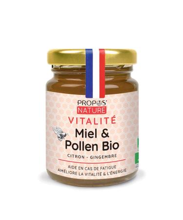 PROPOS'NATURE Organic Vitality Blend - Honey - Pollen - Ginger and Lemon Essential Oils - Made in France - 125g - PROPOS'NATURE