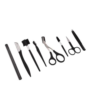 Eyebrow Grooming Kit Strong Durable Safe To Use Black Eyebrow Care Kit Stainless Steel for Travel