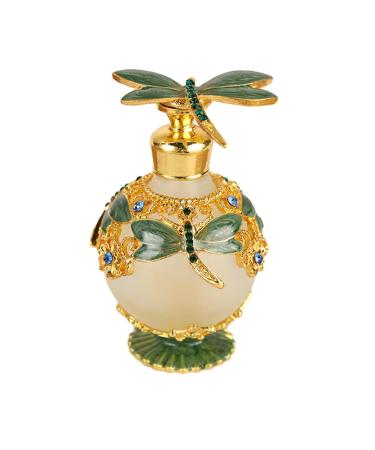 siduytin Dragonfly Perfume Bottle Refillable Wide Application Sturdy And Durable Dragonfly Decorative Glass Perfume Bottle green