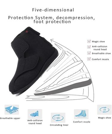 ZJING Adjustable Diabetic Shoes for Men - Warm Fleece, Comfortable & Non-Skid - Black - Size 9.5 - Buy Online on GoSupps.com