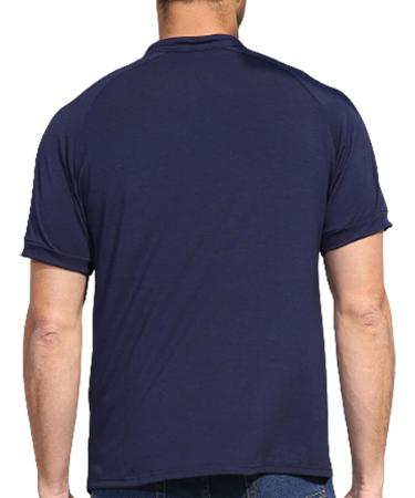 Blue Large Men's Casual Short Sleeve Henley Shirt | Fashion Button Up T-Shirt - Buy Online on GoSupps.com