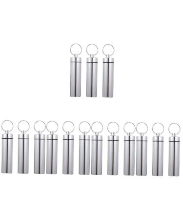 Hemoton 15 pieces of toothpick pocket holder Key trailer bottles lockable aluminum key matches of dental gear and tooth storage Camping sealed sealed