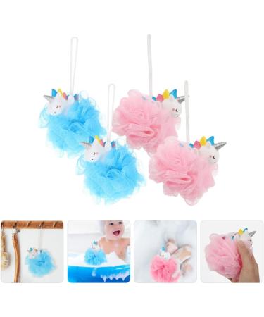 Baluue 4Pcs Unicorn Loofahs - Kids Bath Sponges & Animal Shower Poufs for Fun Bath Time - Buy Online on GoSupps.com