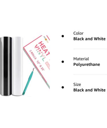 HTVRONT 12x25ft White & Black Heat Transfer Vinyl Rolls for Shirts - Easy to Cut & Weed - Iron On Vinyl for Heat Vinyl Design - Buy Online on GoSupps.com