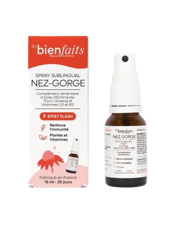 SPRAY NEZ GORGE | Boost les d fenses Immunitaires | Riche en vitamines D (500% des AR) | Gout Citron | Echinac es Thym Ginseng et Vitamines | Sans sucre qjout & sans alcool (lot de 2)