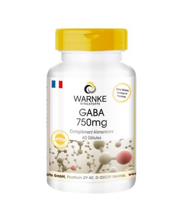 GABA 750 mg - 60 g lules - v gan - acide -aminobutyrique | Warnke Vitalstoffe - Qualit des pharmacies allemandes 60 unit (Lot de 1)