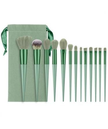 Set of 13 Green Makeup Brushes