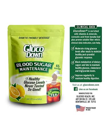 GLUCODOWN Lemon Tea Mix - Maintain Healthy Blood Sugar, Diabetic Friendly - 45 Servings - Buy Online on GoSupps.com