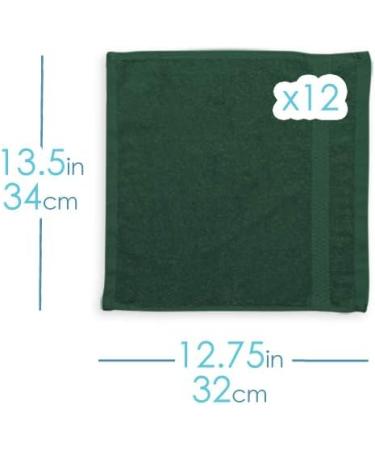 Hearth & Harbor 100% Cotton Washcloths 12 Pack - Ultra Soft & Absorbent - Hunter Green 13x13 - Buy Online on GoSupps.com
