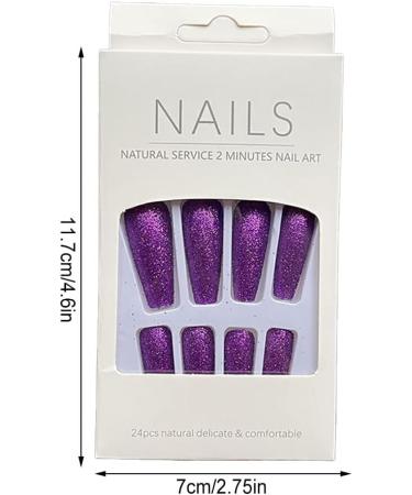 AUklOPVZZ 1 Set French Tip Press on Nails Solid Color Extension Shimmer Fingernails Decals Full Cover Salon Gifts Manicure Kit H33-deep purple jelly glue - Buy Online on GoSupps.com