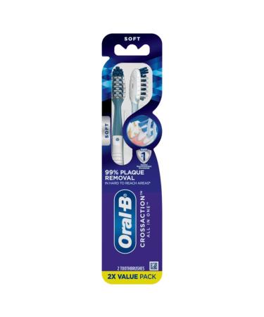 Oral-B CrossAction All in One Toothbrushes Soft 2 Count 1 - Buy Online on GoSupps.com