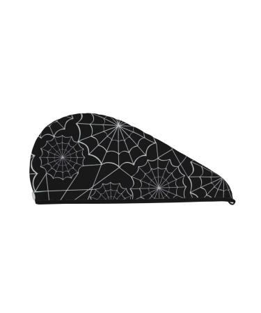 Spider Web Black Microfiber Hair Towel Soft Super Absorbent Hair Towel Wrap for Women Coral Velvet Quick Dry Hair Cap for Long Curly and Thick Hair