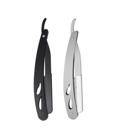 Frcolor 2st vintage razor holder black razor razor for men men's razor manual barturasier hairdresser metal hair clipping steel man foldable