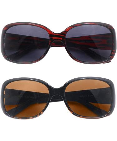 HyKaada 2 Pack Bifocal Reader Sunglasses 1.5x UV Protection Sun Reading Glasses - Designer Colors with 2 Pouches - Buy Online on GoSupps.com