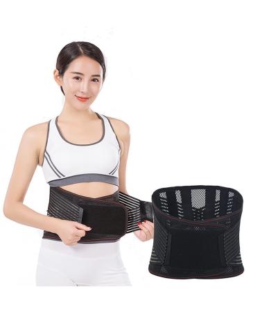 Lower back support-summer loop belt belts with double train to relieve back sciatica spine stenosis scoliosis or herniated disc (color: black size: m/medium) m/medium black