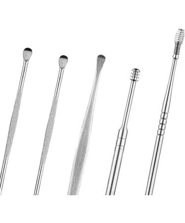 5Pcs Stainless Steel Earwax Remover Tool Set | Easy-to-Use Ear Cleaning Kit for Home | Portable Ear Spoon Cleaner for Ear Canal - Buy Online on GoSupps.com