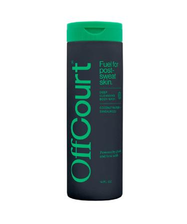 OffCourt Sulfate-Free Body Wash for Men & Women - Non-Drying Exfoliator with Glycolic & Lactic Acids Leaves Skin Fresh & Smooth with Coconut Water and Sandalwood Scent  14 Fl. Oz (Pack of 1) Coconut Water + Sandalwood 14...