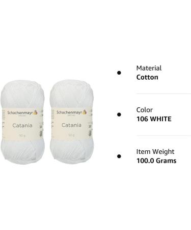 SMC Catania Originals 100% Mercerized Cotton Yarn - Set of 2 Skeins - 3.52 Oz Total - Fine-Sport 2 - Amigurumi Yarn (106 White) - Buy Online on GoSupps.com