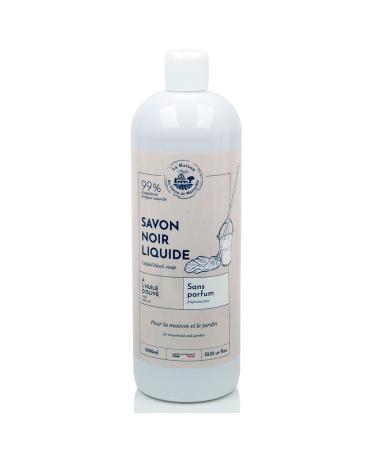Maison du Savon de Marseille - Household Black Liquid Soap Fragrance free - Made with Olive Oil - 1 Litre