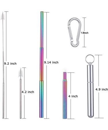 Chargenyang 2 Pack Telescopic Reusable Straw Collapsible Stainless Steel Straws Portable Metal Drinking Straws with Aluminum Key-Ring Case & Cleaning Brush for Travel Home Work.(Black and Rose Gold) - Buy Online on GoSupps.com