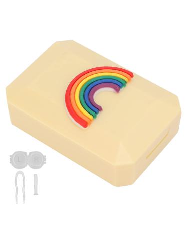 Contact lens container does not fall off easily safe with silicone on the top of the tweezers contact lens containers for home work travel outdoor (rainbow)
