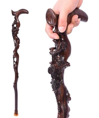 Cane Adjustable Crutches Wood Cane Exquisite Carving Walking Canes As Gifts Walking Sticks Hand Crutch Crutches Made of Ebony Wood Fashionable Sturdy Stabl decorate Selfless dedication
