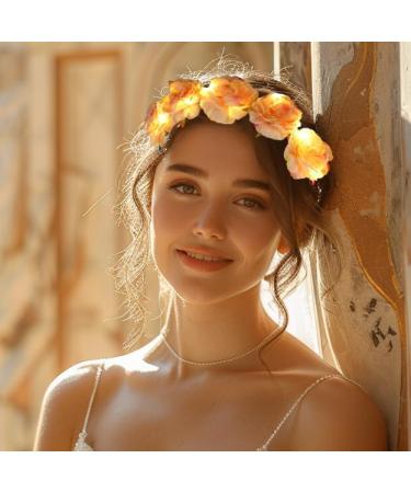 Fashband Flower Crown Headbands Light up Wreath Garland Headband Glow Hair Accessories Party Headdress for Women and Girls (Yellow) - Buy Online on GoSupps.com