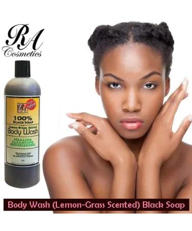 RA Cosmetics 100% African Liquid Black Soap Body Wash | Lemongrass Scent | 13 Fl Oz | Buy Internationally - Buy Online on GoSupps.com