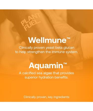 Plantfuel Vegan Daily Immunity & Hydration Powder Packets - Wellmune, Aquamin, Electrolytes, Vitamin C & B6 - Citrus Burst (15 Servings) - Buy Online on GoSupps.com