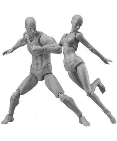 Jointed Mannequin Drawing Figures Set - Gray Artist Manikin Blockhead for Sketching & Painting - Male+Female Models - Buy Online on GoSupps.com