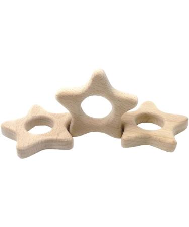 Wendysun 10pcs Cartoon Wood Teether Set - Natural Animal & Star Shape Baby Teething Toy - Buy Online on GoSupps.com