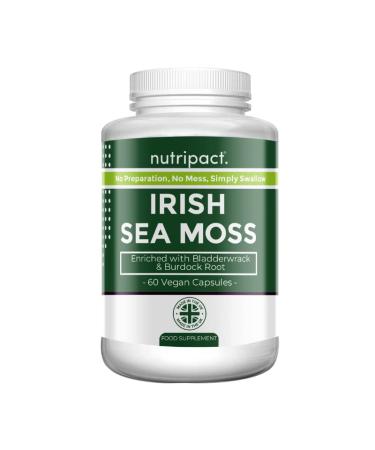 Irish Sea Moss Capsules Bladderwrack and Burdock Root - 3280mg per Serving - One a Day High Strength - Wild Harvested - Natural Source of Iodine - Chondrus Crispus - 60 Vegan Capsules - nutripact
