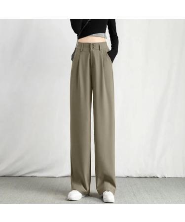 DAZLOR Women's High Waist Wide Leg Palazzo Pants - Khaki, Medium - Buy Online on GoSupps.com